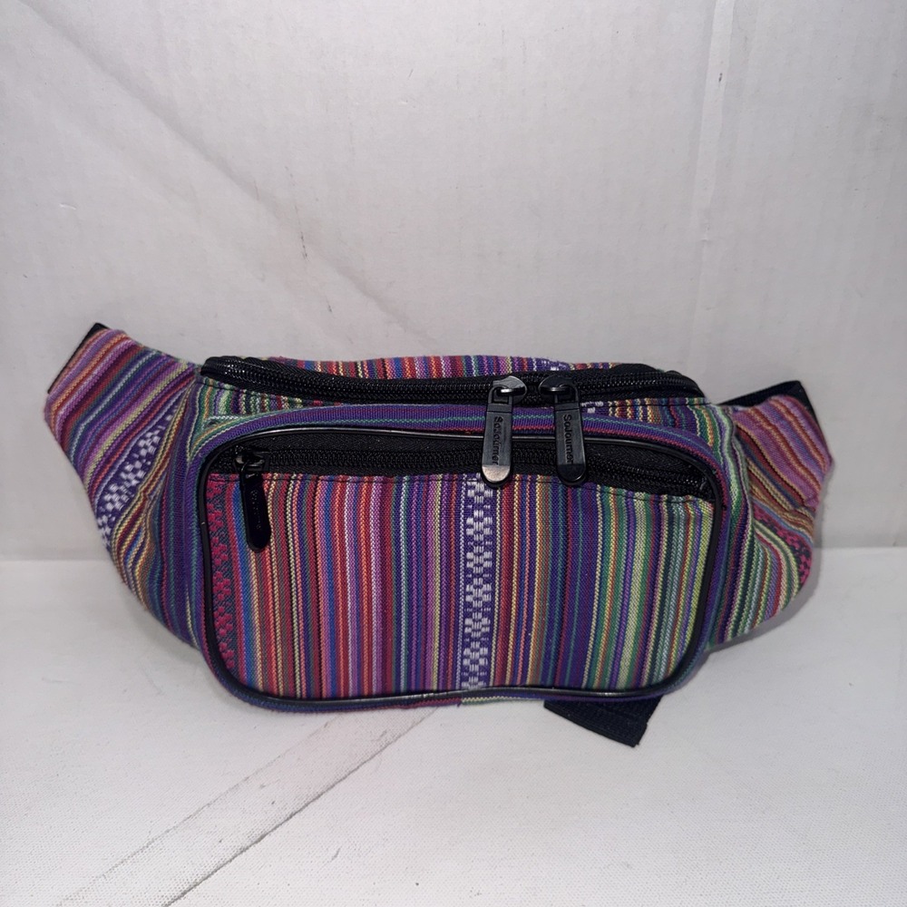 SoJourner Fanny Pack Woven Cotton Tribal Poly Style Boho Hippie Travel Bag